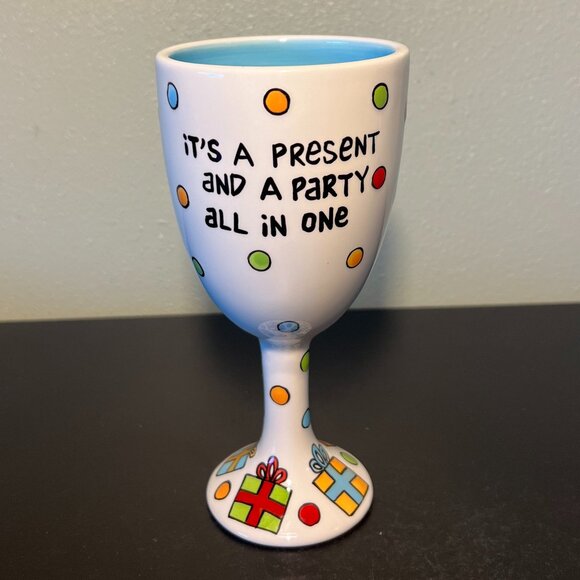 Our Name is Mud LIQUID BIRTHDAY Ceramic Goblet ~ Hand Painted by Lorrie Veasey - Picture 3 of 9
